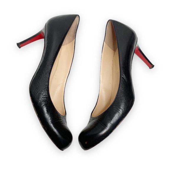 ❌SOLD❌ Authentic Christian Louboutin Matte Black Leather Pumps Women’s 39 1/2 - Picture 4 of 11
